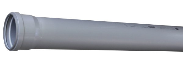 Труба с раструбом 110/2000 серая безнапорная для внутренней канализации