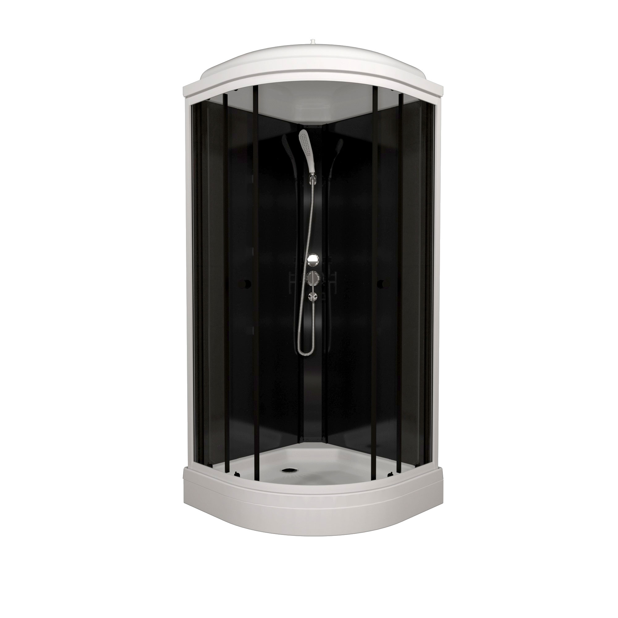 Душевая кабина НОВА А3 880х880 полукруглый низкий поддон, профиль черный, ДН4 ТРИТОН (кабина/7мест+сифон D50мм)