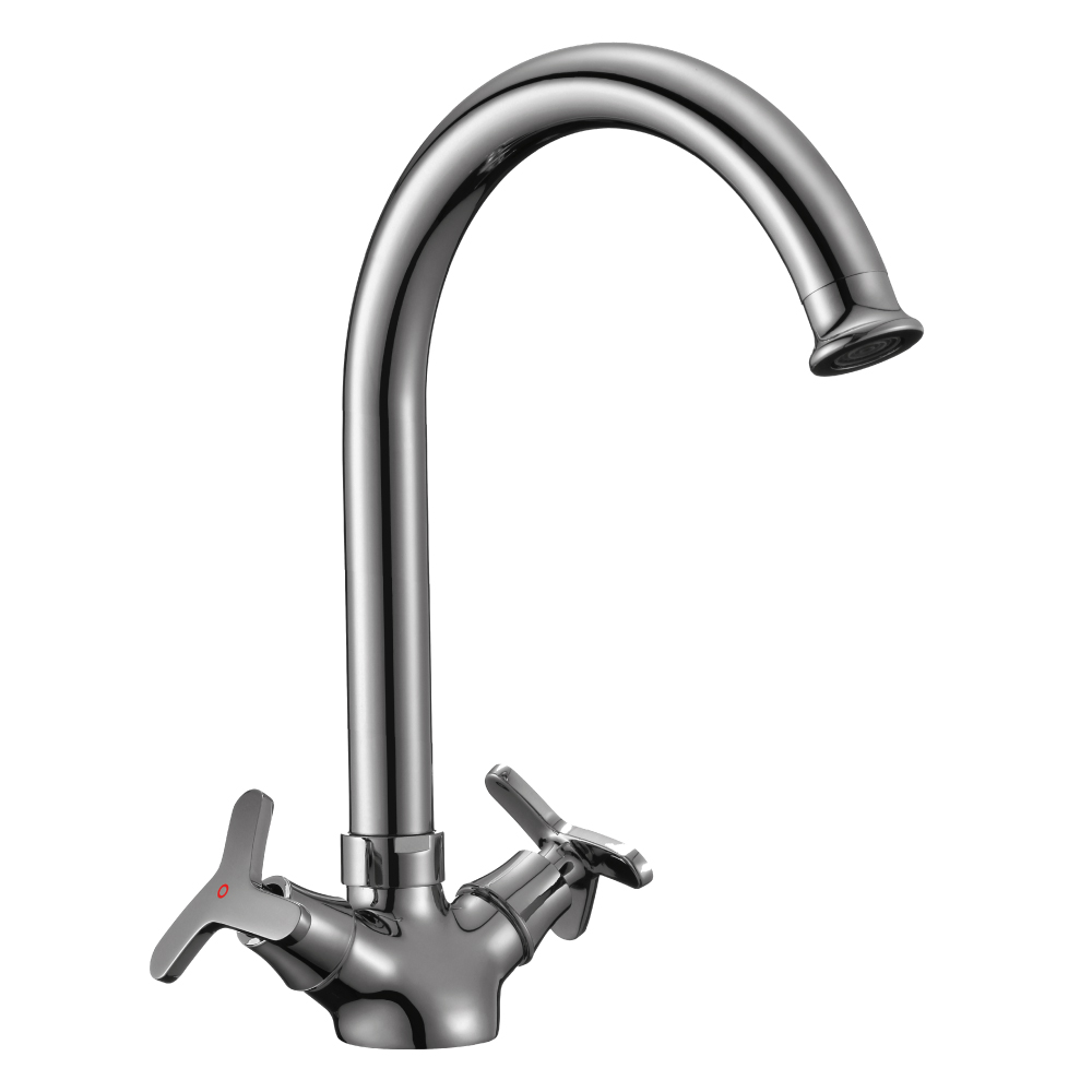 Смеситель для кухни двуручный с высоким поворотным изливом 273мм, RoSSinka SILVERMIX