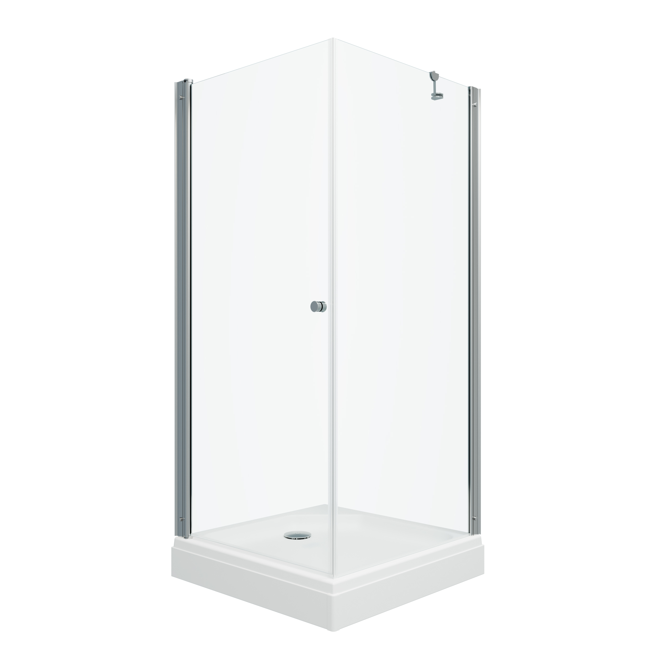 Душевое ограждение ФОРТА-ХРОМ А1 900х900 квадратный низкий поддон, стекло Прозрачное, профиль хром ТРИТОН (ограждение/3места+сифон D90мм)