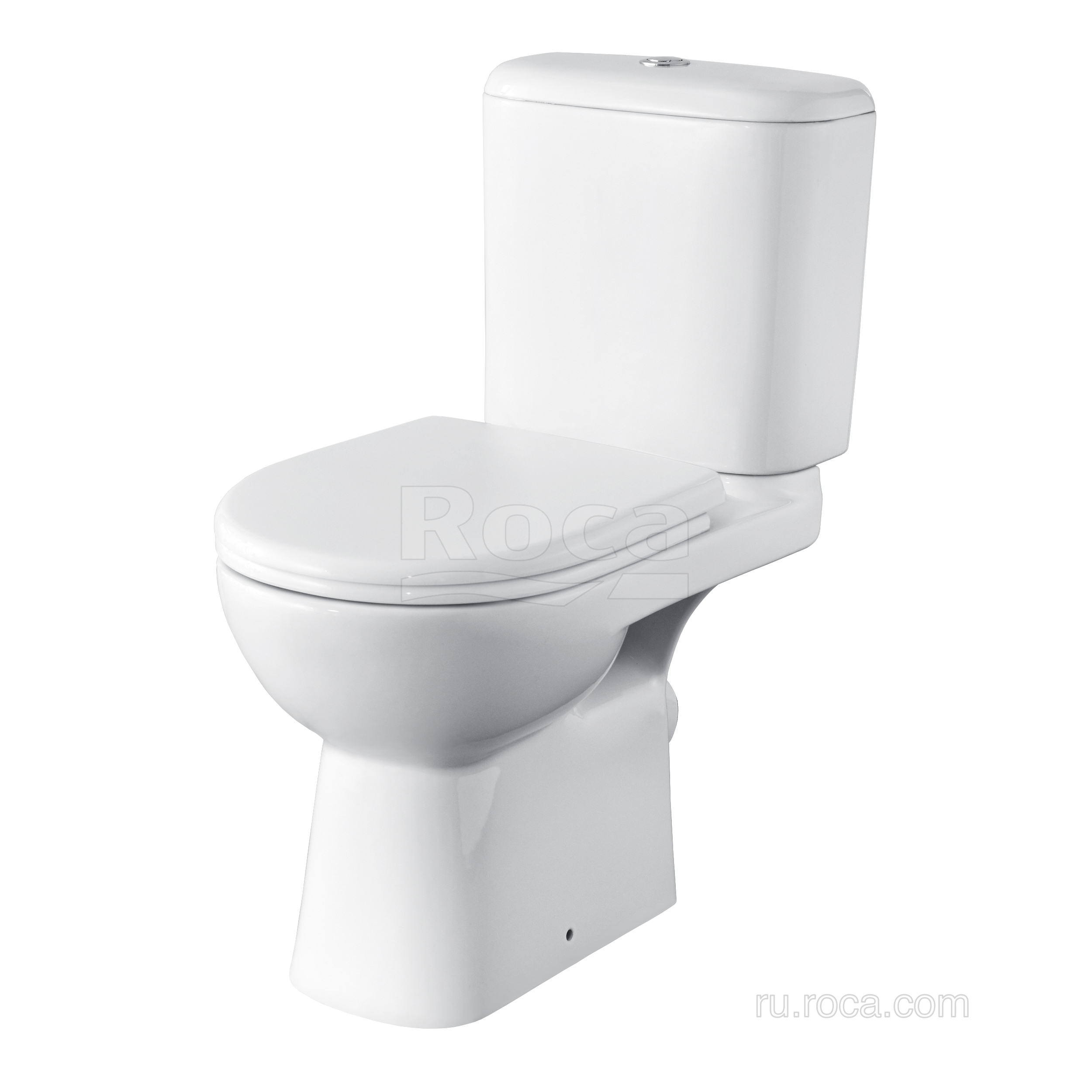 Унитаз-компакт ACCESS, напольный, 790х360х670 мм, косой выпуск, сиденье микролифт, белый ROCA