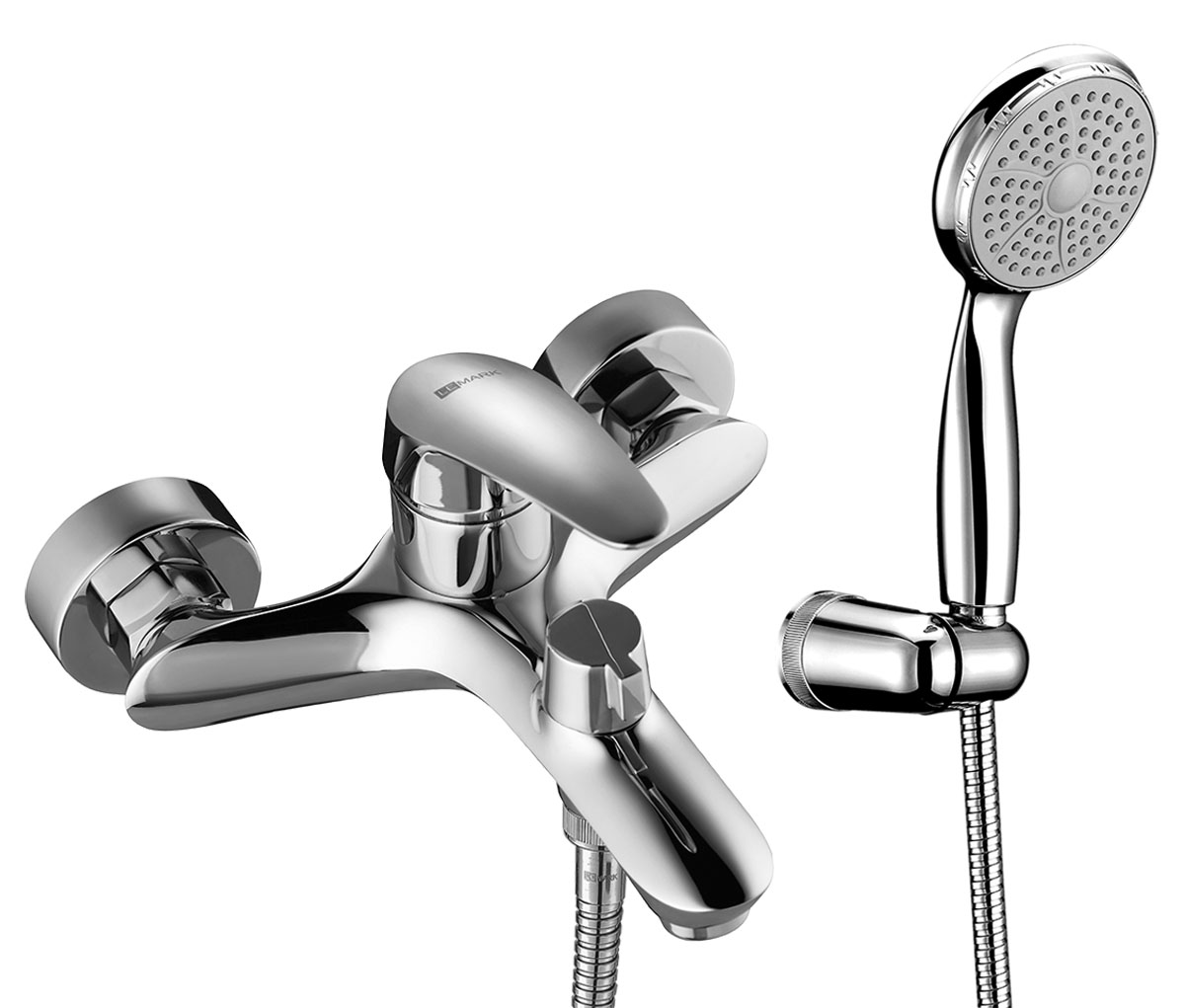 Смеситель LEMARK LINARA для ванны с коротким изливом, дивертор с керамическими пластинами, хром