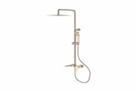 Душевая система со смесителем для душа с верхней душевой лейкой "Тропический дождь", 3-функциональной лейкой и поворотным изливом, нерж.сталь SUS 304, цвет золотой сатин Accoona A83208AW