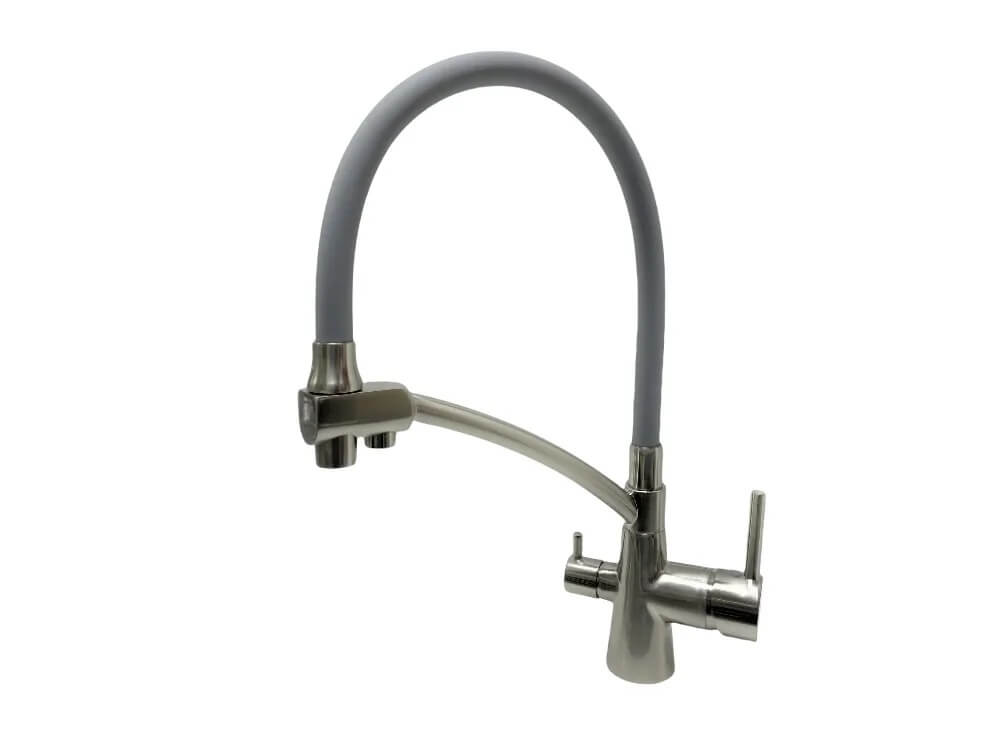 Смеситель для кухни с дополнительным подключением к фильтру для питьевой воды, серый/сатин Accoona A5179AT-13