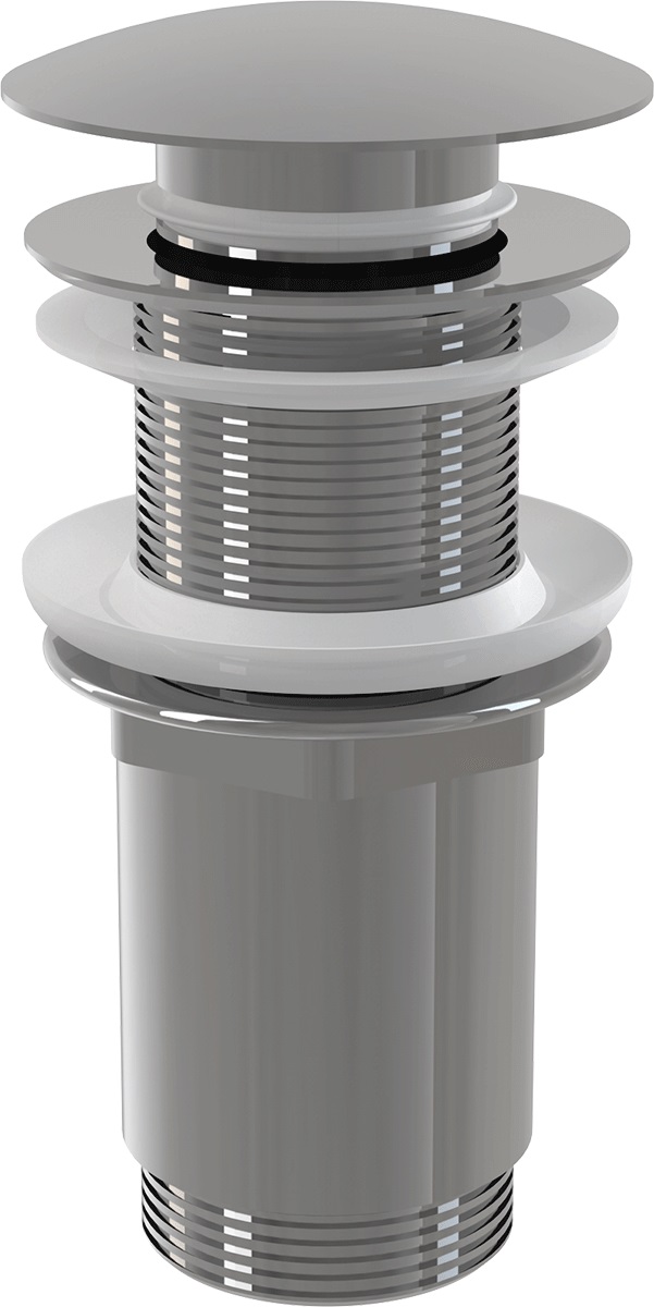 Водослив хромированный для раковины, d 32мм, механизм click/clack, с большой заглушкой для умывальников без перелива, цельнометаллический AlcaPlast