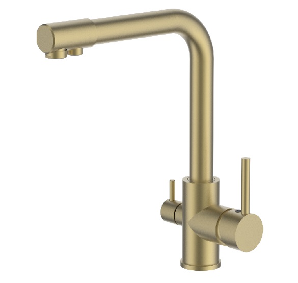 Смеситель для кухни с дополнительным подключением к фильтру для питьевой воды, золотой сатин Accoona A5179AW-4