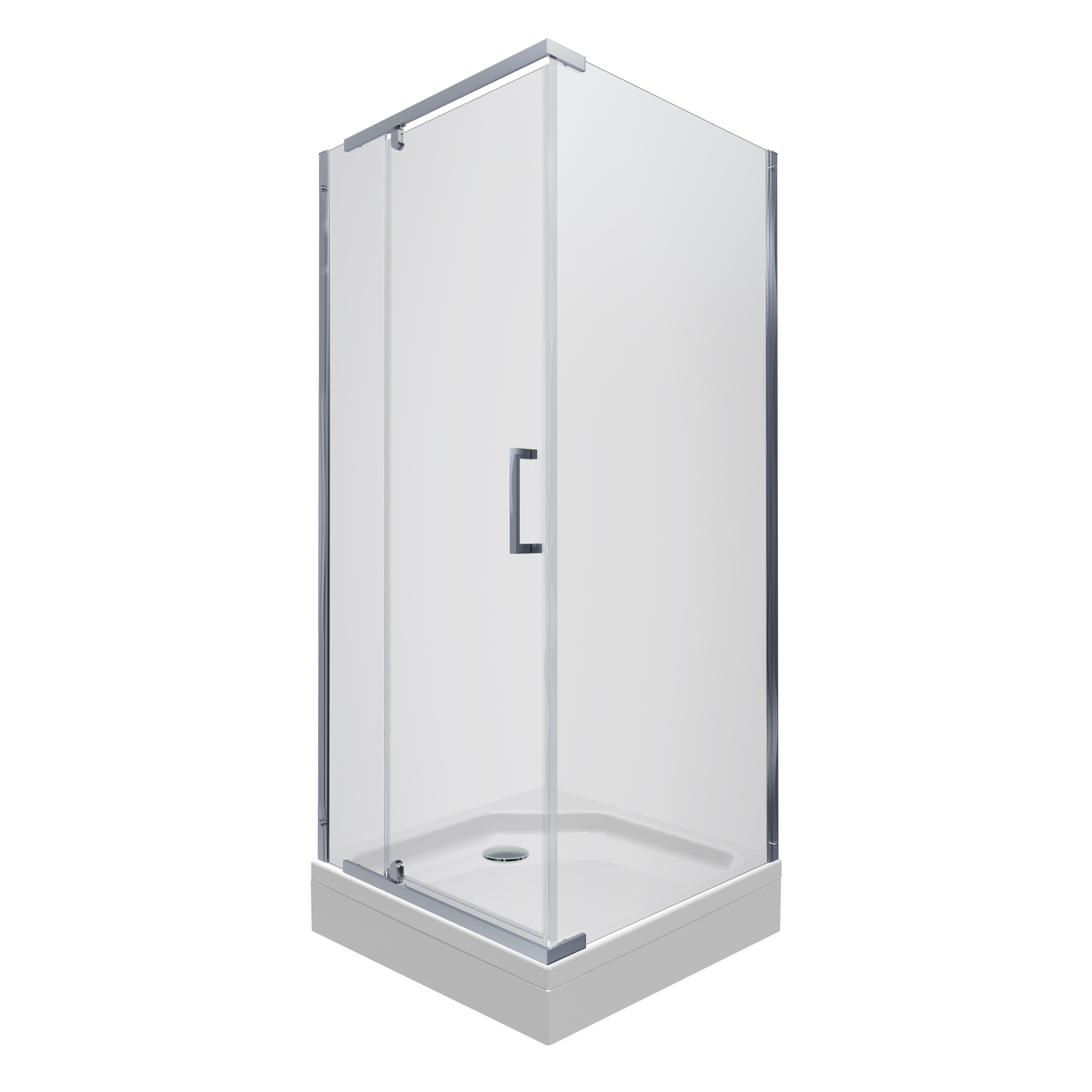 Душевое ограждение ТЕРРА-ХРОМ А1 900х900 квадратный низккий поддон, стекло Прозрачное, профиль хром ТРИТОН (ограждение/3места+сифон D90мм)