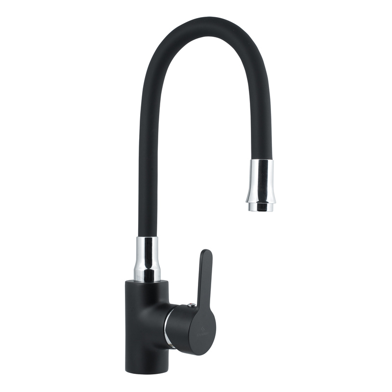 Смеситель для мойки с высоким изливом из силикона, одноручный, черный, Ф27