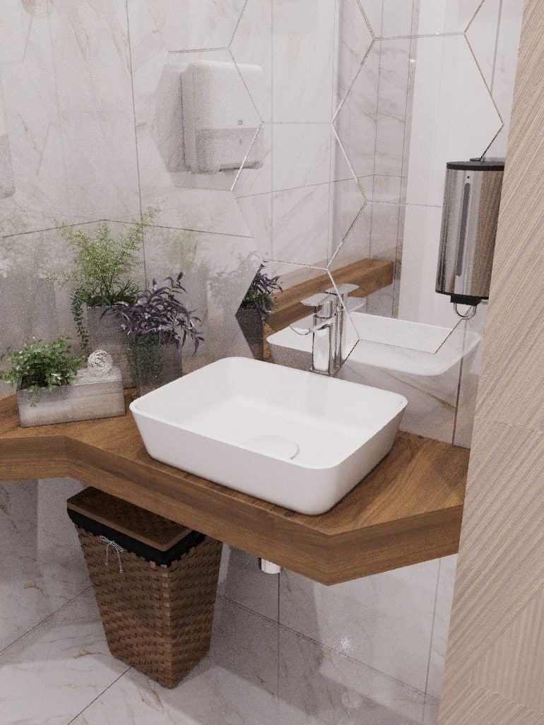 Умывальник прямоугольный PALERMO 580*400*145 акриловый камень, белый Lavandi solid surface