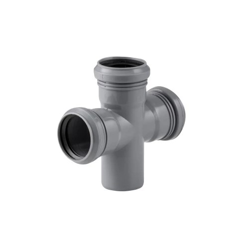 Крестовина Ду 50/50 87 гр. серая безнапорная для внутренней канализации