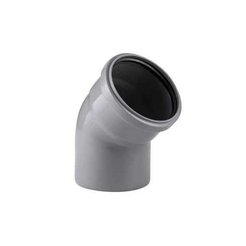 Отвод Ду 110 45 гр. серый безнапорный для внутренней канализации