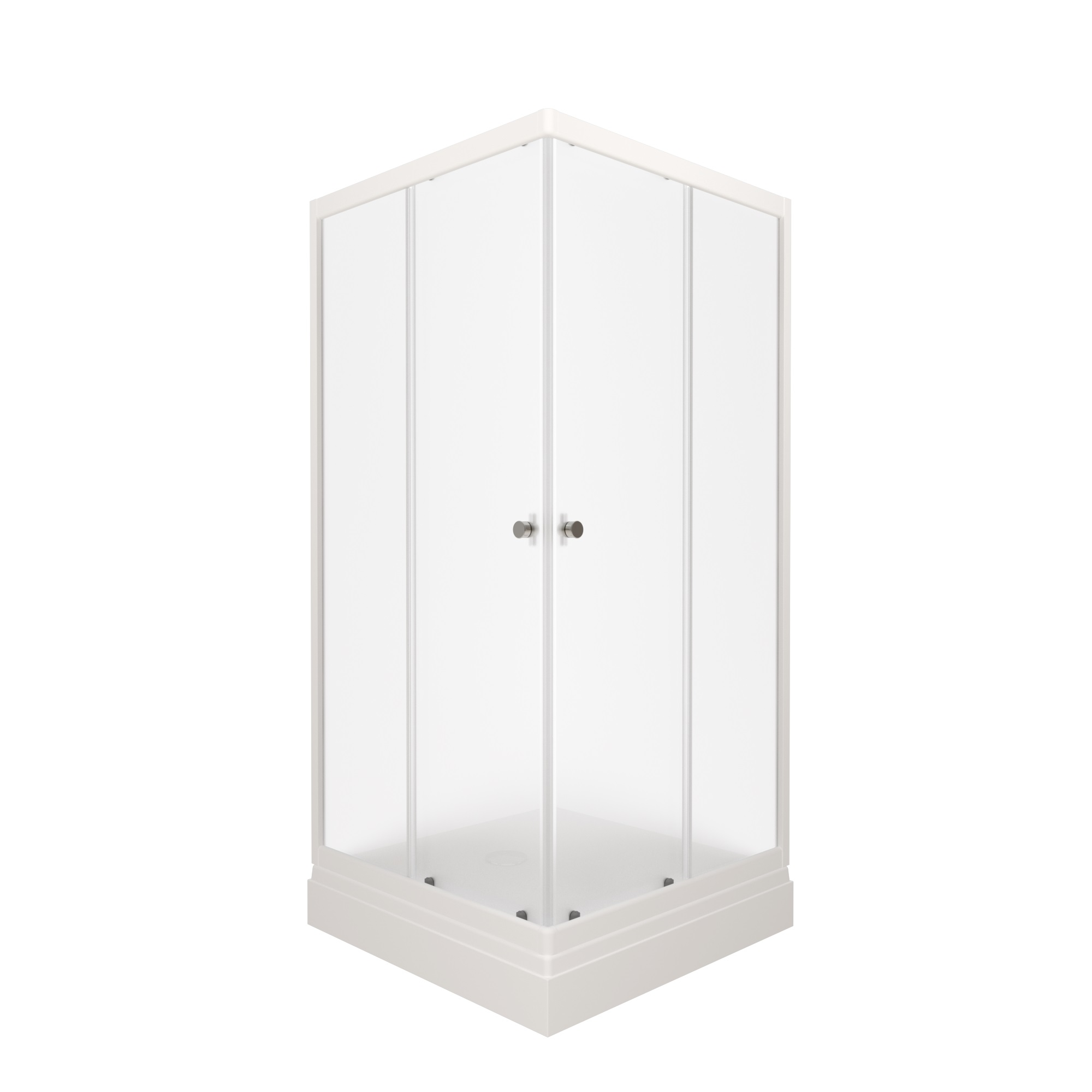 Душевое ограждение ВЕЛЬВЕТ А1 900х900 квадратный низкий поддон, стекло матовое, профиль белый ТРИТОН (ограждение/2места+сифон D90мм)