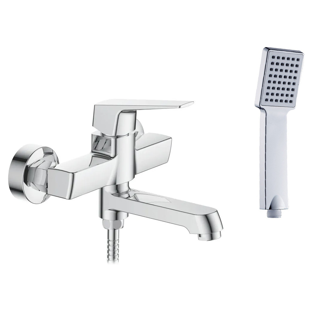 Смеситель для ванны, короткий поворотный излив со встроенным переключателем, 1-реж.лейка, хром Accoona A63129