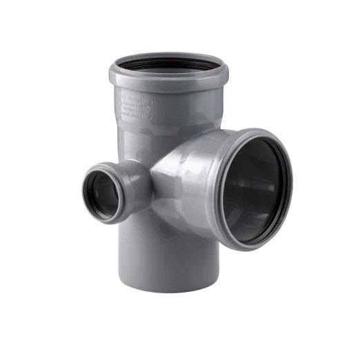 Крестовина двухплоскостная Ду 110/110/50 87 гр. левая серая безнапорная для внутренней канализации