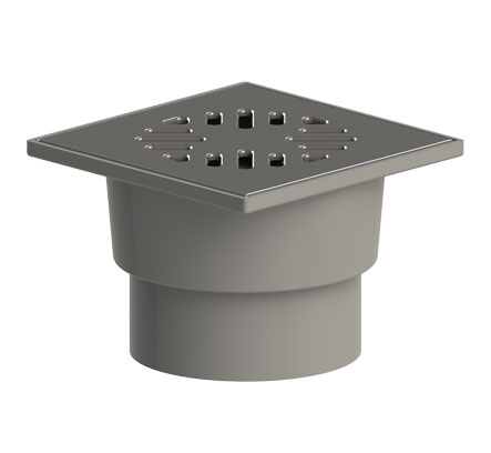 Трап вертикальный D110 150х150 решетка нержавеющая сталь, сухой затвор ТП-104.110-150VSDs