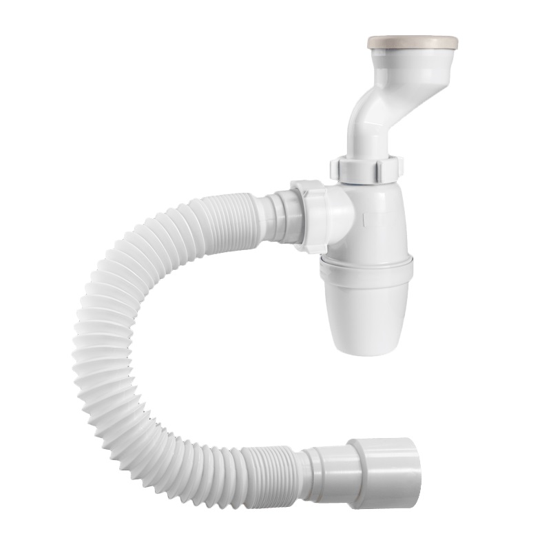 Сифон для писсуара бутылочный 1 1/4"х40 с гофрой 40х40/50 и манжетами D=40 и 46мм Орио