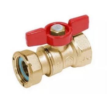Кран шаровой 3/4"х3/4" г/г бабочка, с отводом с накидной гайкой GIACOMINI