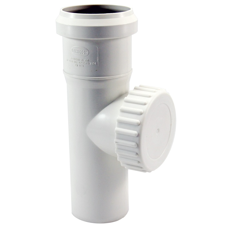 КОМФОРТ Ревизия с крышкой D050 с пониженным уровнем шума белая безнапорная для внутренней канализации