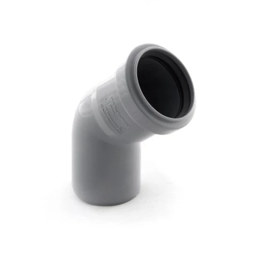 Отвод Ду 50 45 гр. серый безнапорный для внутренней канализации