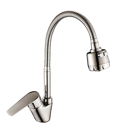 Смеситель для кухни одноручный с гибким изливом, картридж 35мм, RoSSinka SILVERMIX