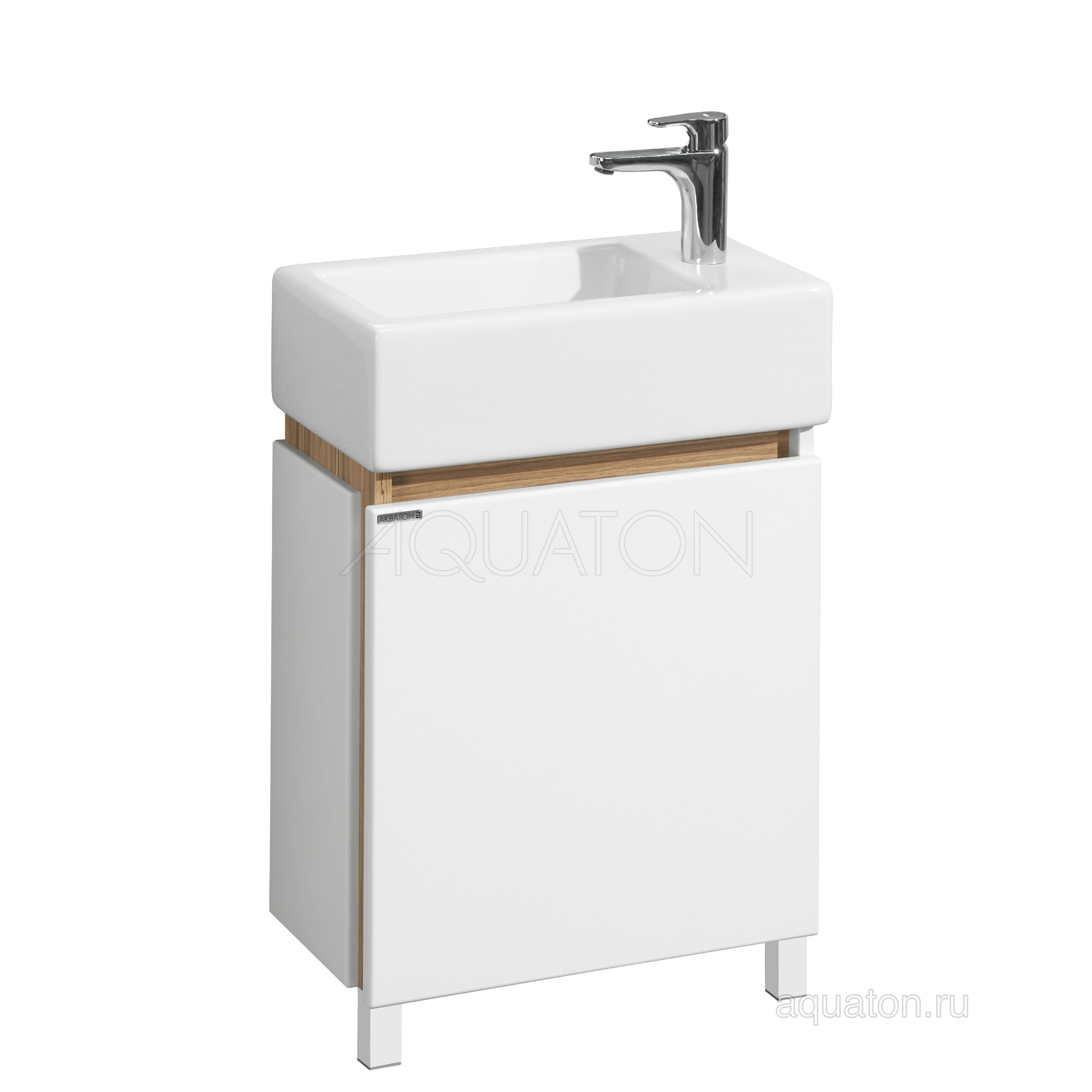 Тумба под раковину Aquaton Эклипс М подвесная эбони светлый правая под умывальник Эрис 46