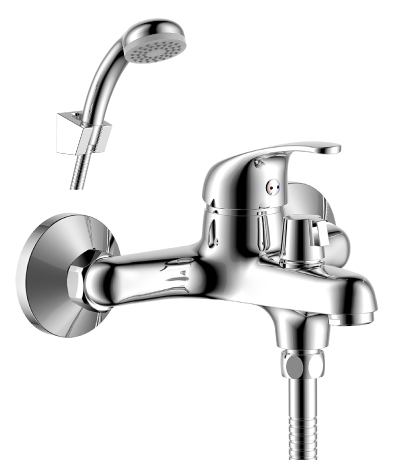 Смеситель для ванны одноручный с монолитным изливом, дивертор с керамическими пластинами, картридж 35мм, RoSSinka SILVERMIX