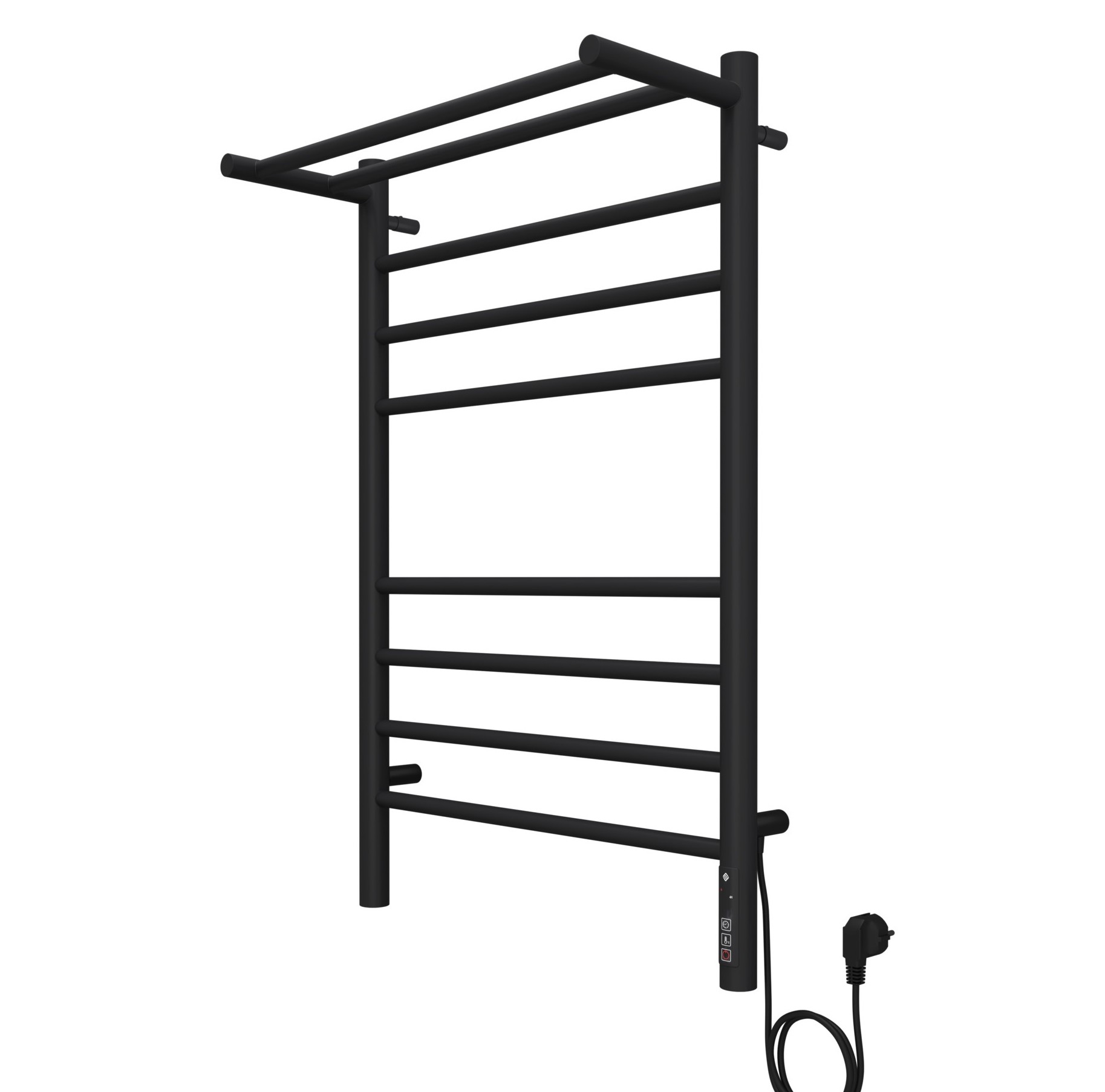 Электрический полотенцесушитель из конструкционной стали П8 Аврора с полкой 500х800 (встроенный диммер) RAL 9005 матовый