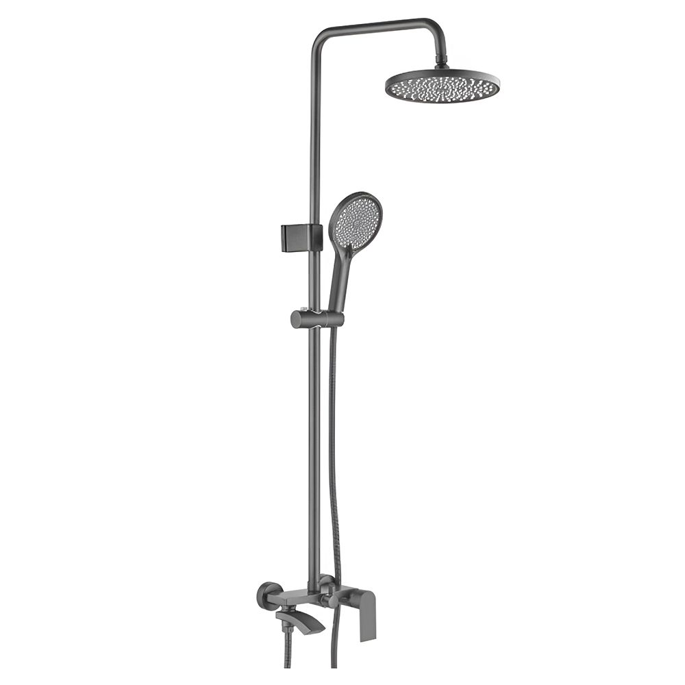 Душевая система со смесителем для душа с верхней душевой лейкой "Тропический дождь", 3-функциональной лейкой и поворотным изливом, графит Accoona A83130AT
