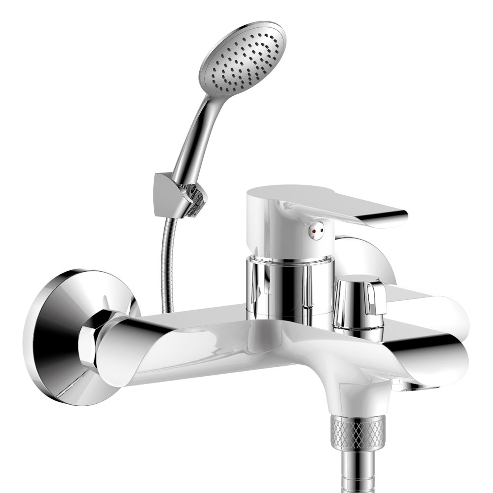 Смеситель для ванны одноручный с коротким изливом, картридж 35мм, хром/белый RoSSinka SILVERMIX