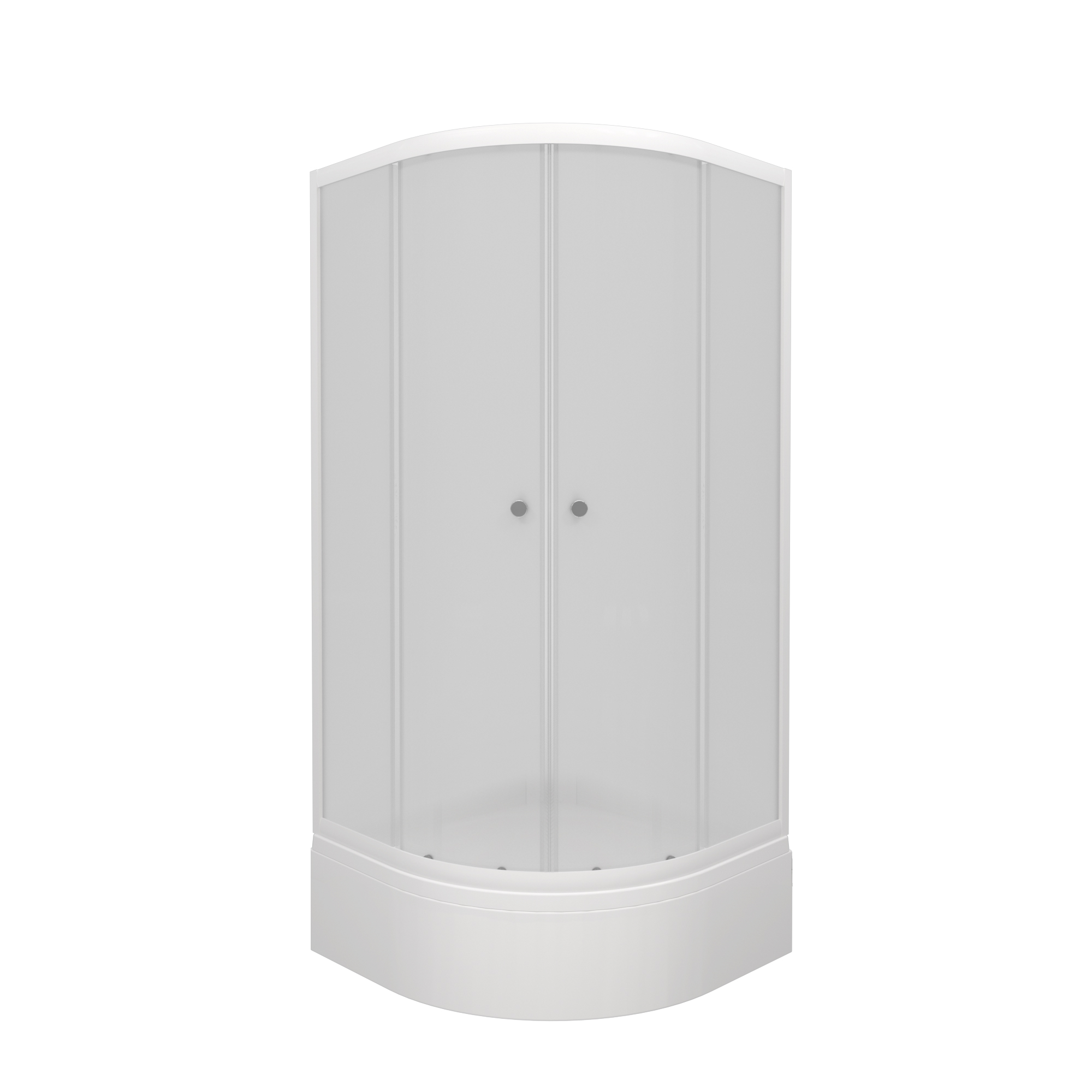 Душевое ограждение ВЕЛЬВЕТ В1 900х900 полукруглый средний поддон, стекло матовое, профиль белый ТРИТОН (ограждение/3места+сифон D50мм)