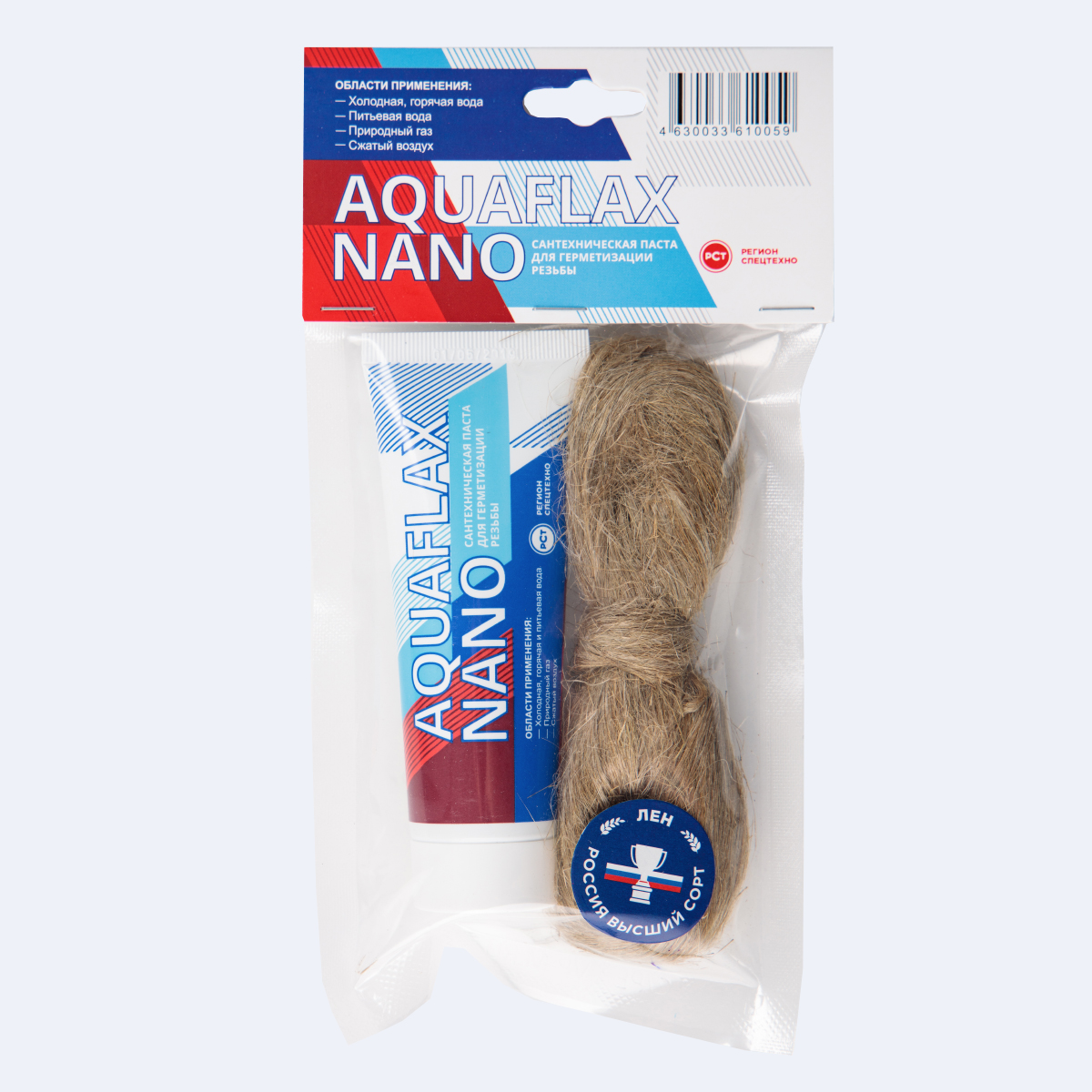 Паста для герметизации резьбы 80 г Aquaflax nano + 20 г лен