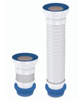 Труба для унитаза 350мм гофрированная раздвижная, белая NOVA