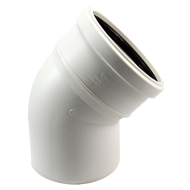 КОМФОРТ Отвод D110*45 с пониженным уровнем шума белый безнапорный для внутренней канализации