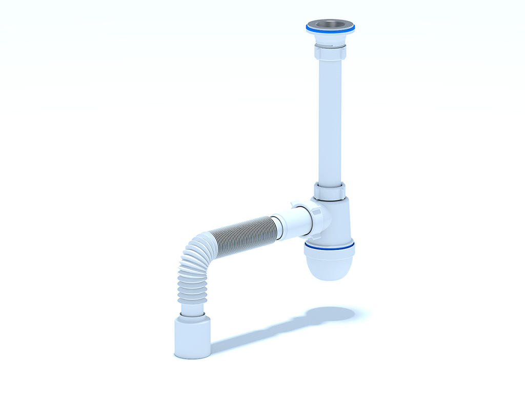 Сифон для умывальника 1"1/4х40/50 бутылочный, нержавеющий выпуск, гофрированный слив в комплекте АНИ пласт