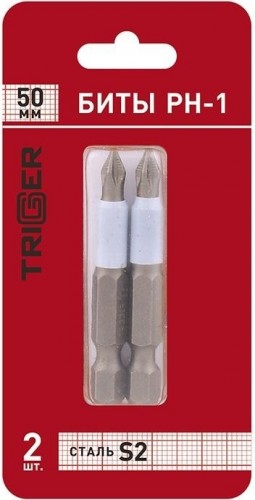 Биты профессиональные 1/4" тип C сталь CrMo, PH-1x50 мм (блистер уп.2шт) TRIGGER Profi 84966
