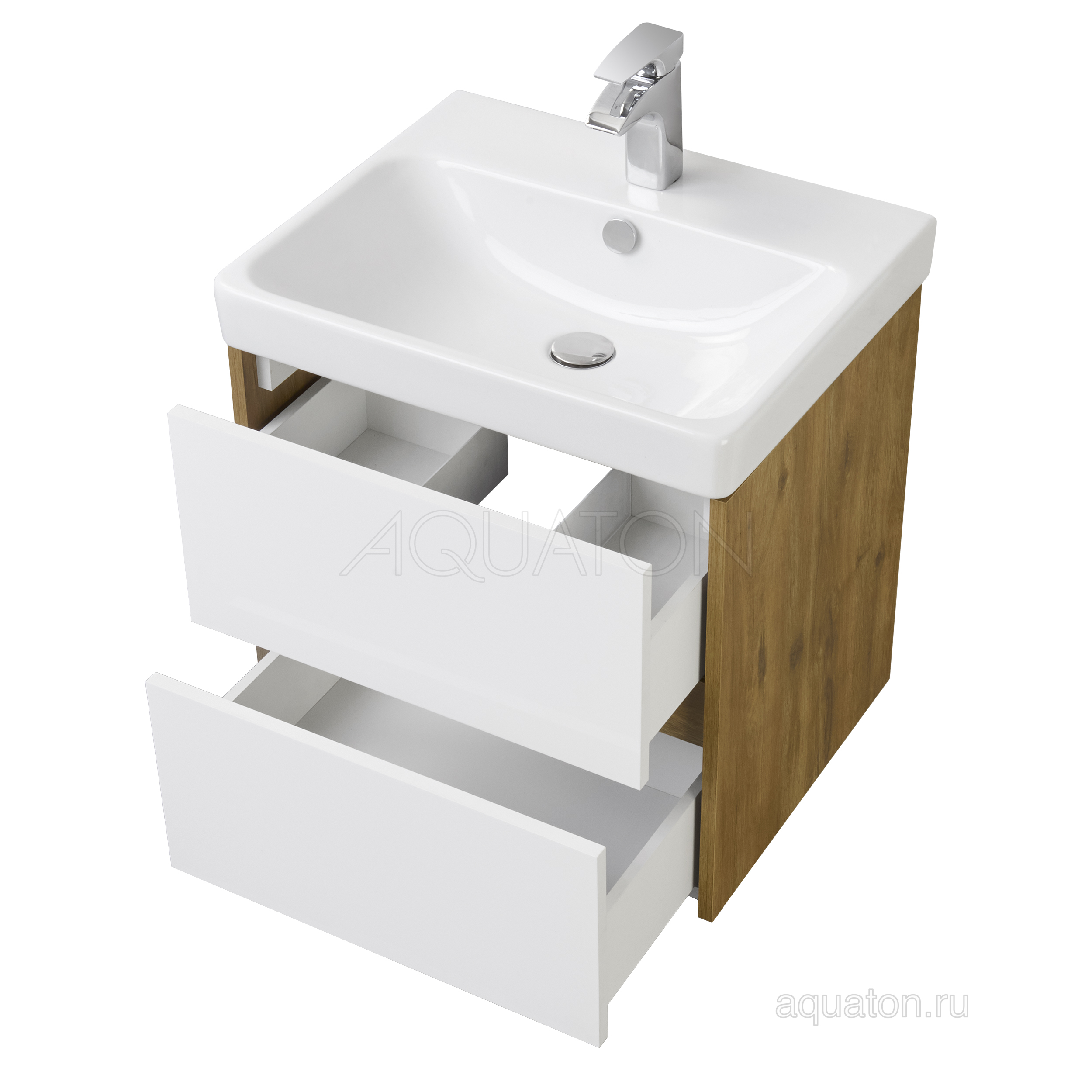 Тумба под раковину Aquaton Сканди 55 белая/дуб рустикальный, под умывальник Адриана 55