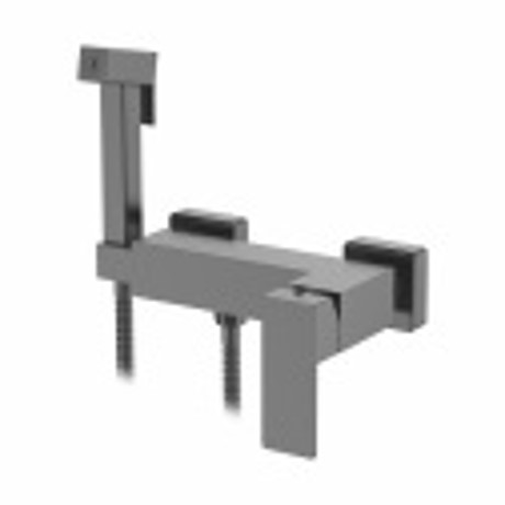 Смеситель для биде, настенный, с гигиенической лейкой, нерж.сталь SUS 304, цвет оружейная сталь Accoona A32208ST