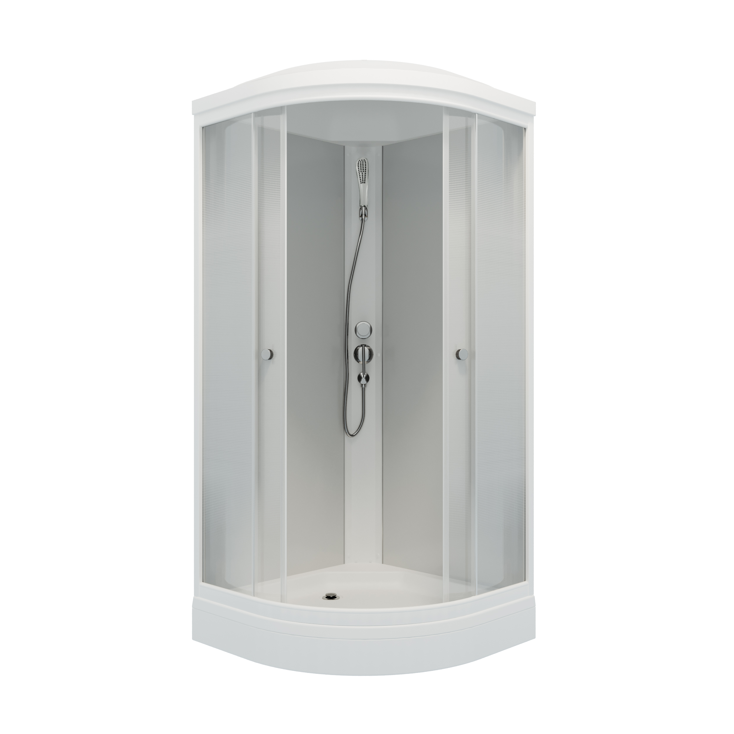 Душевая кабина ЛАЙТ А3 1000х1000 полукруглый низкий поддон, стекло Градиент, профиль белый, ДН4 ТРИТОН (кабина/7мест+сифон D90мм)