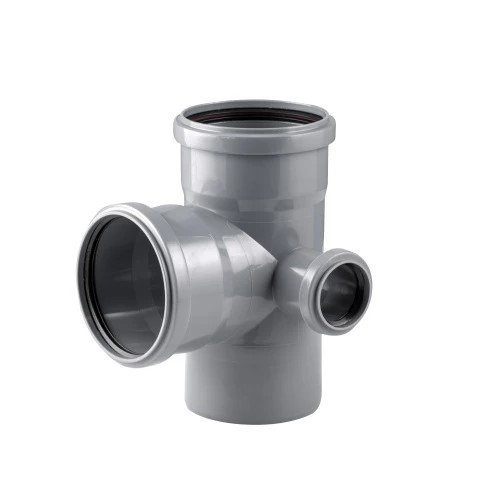 Крестовина двухплоскостная Ду 110/110/50 87 гр. правая серая безнапорная для внутренней канализации