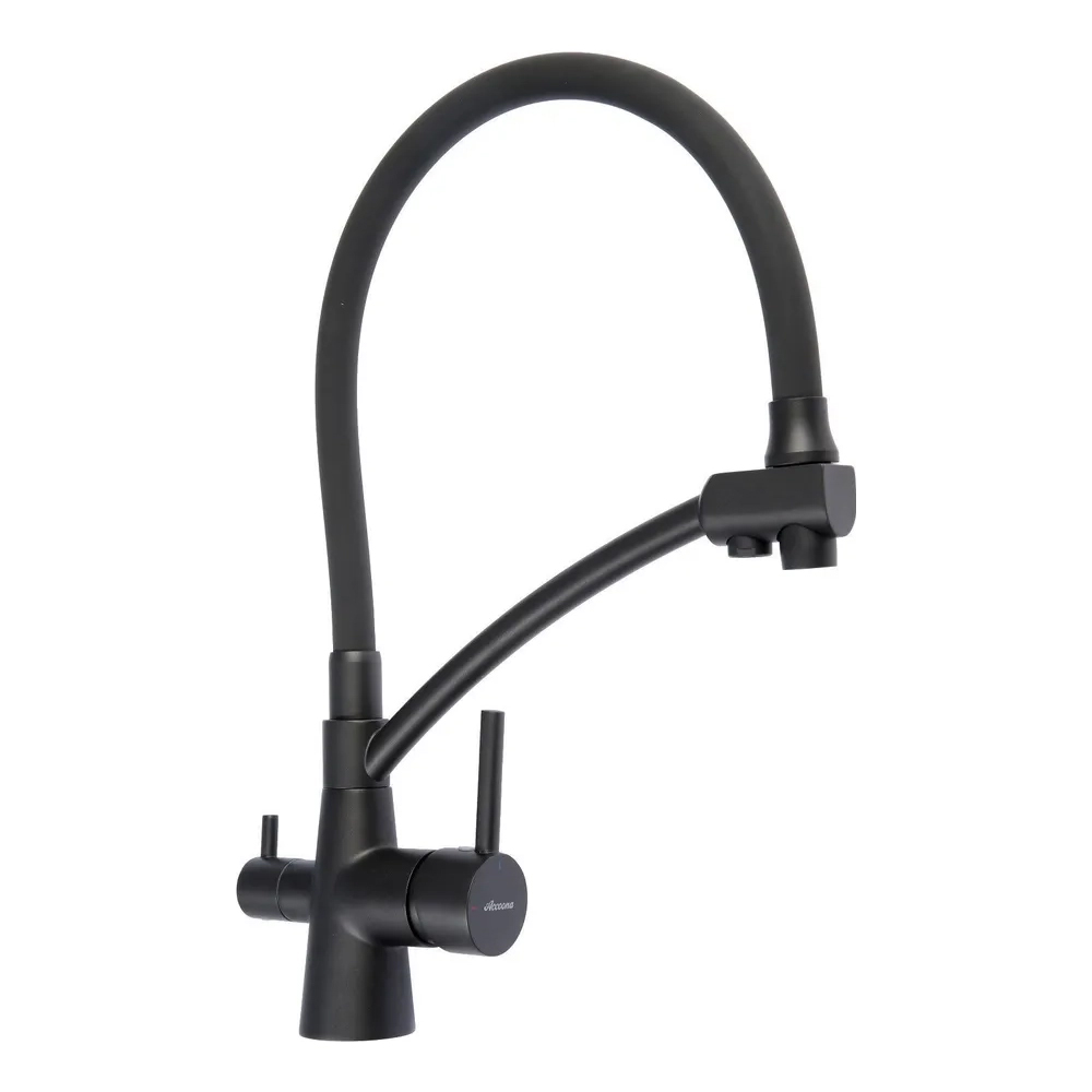 Смеситель для кухни с дополнительным подключением к фильтру для питьевой воды, черный/черный Accoona A5179FF-13