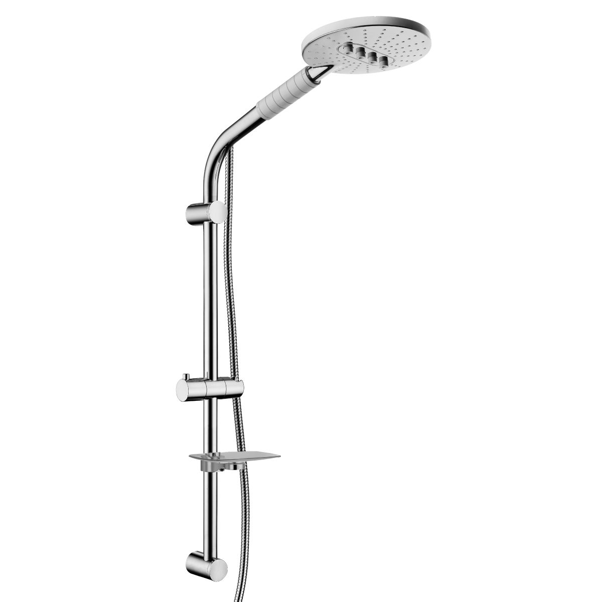 Комплект: стойка душевая 560 мм с 3-функциональной лейкой, мыльницей и шлангом 1,5 м, хром, блистер LEMARK