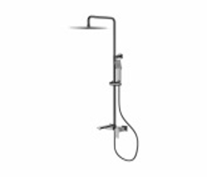 Душевая система со смесителем для душа с верхней душевой лейкой "Тропический дождь", 3-функциональной лейкой и поворотным изливом, нержавеющая сталь SUS 304, цвет оружейная сталь Accoona A83208ST