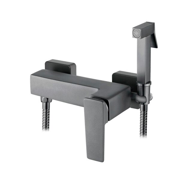 Смеситель для биде, настенный с гигиенической лейкой, графит Accoona A32124AT