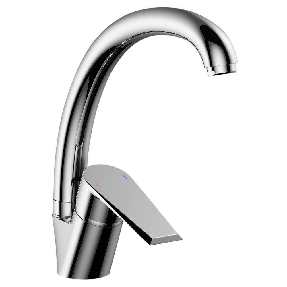 Смеситель для кухни одноручный с высоким поворотным изливом, картридж 35мм, RoSSinka SILVERMIX