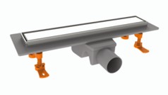 Душевой канал с решеткой из нерж. стали, с сухим клапаном, прямоугольный, с площадкой под керамическую плитку, 63*500, 360° горизонтальный выход ф50 NOVA