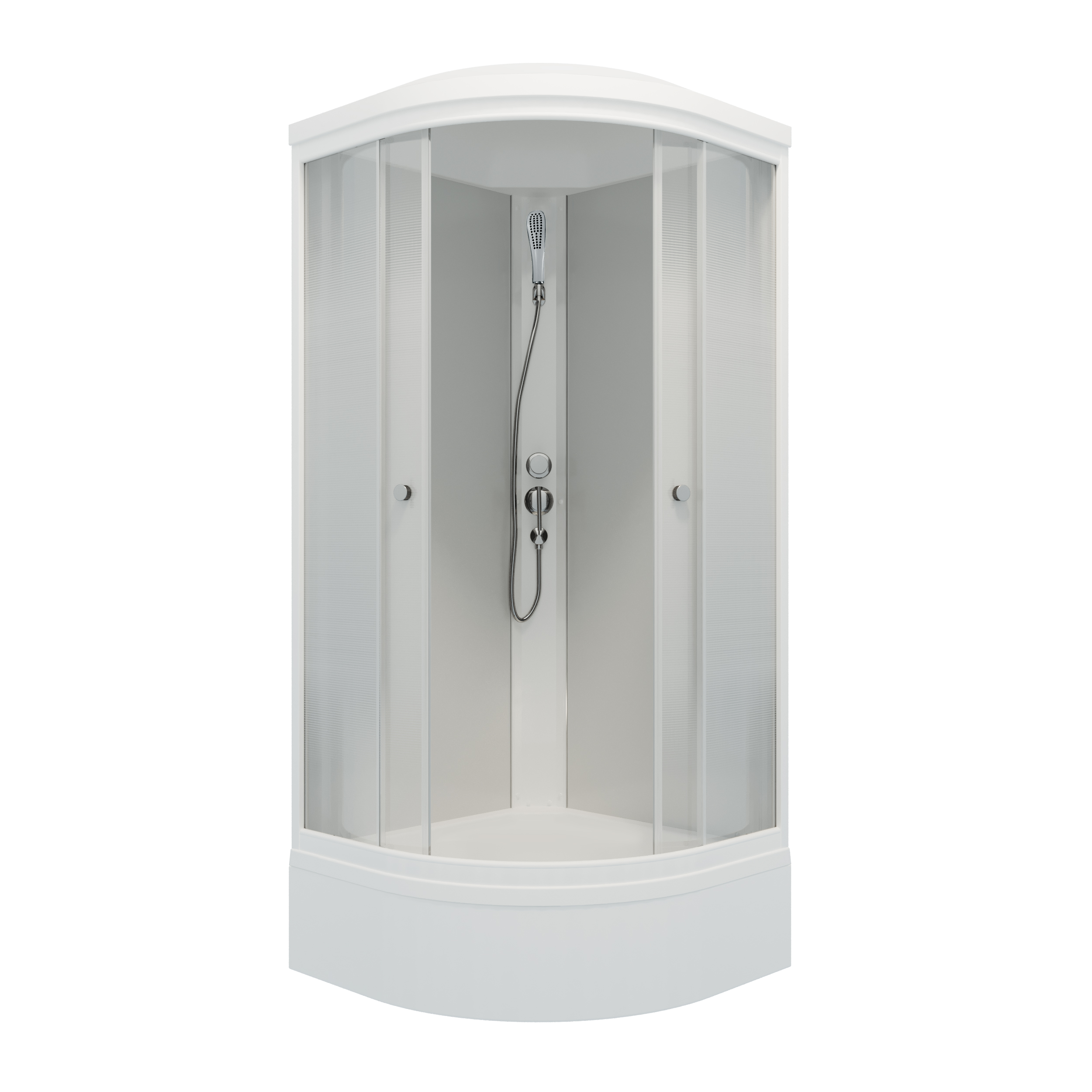 Душевая кабина ЛАЙТ В3 900х900 полукруглый средний поддон, стекло Градиент, профиль белый, ДН4 ТРИТОН (кабина/7мест+сифон D50мм)