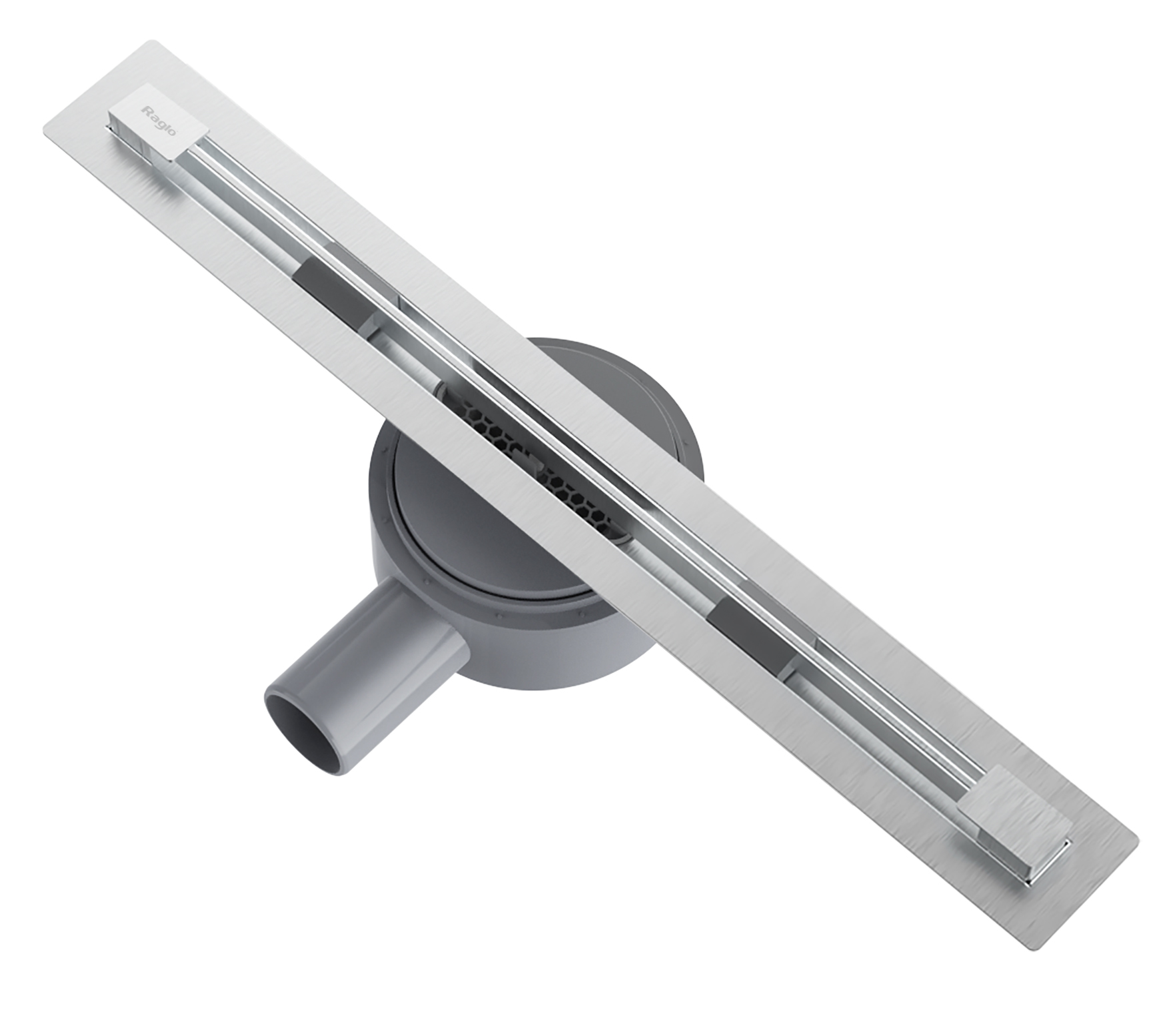 Душевой щелевой трап RAGLO САТИН 600х70 мм, 40 л/мин, нержавеющая сталь, цвет сатин, комбинированный затвор, с горизонтальным выходом D40/50 мм, сифон 360°