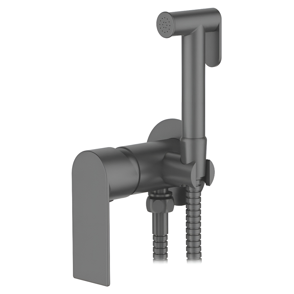Смеситель для биде, настенный с гигиенической лейкой, графит Accoona A32130AT