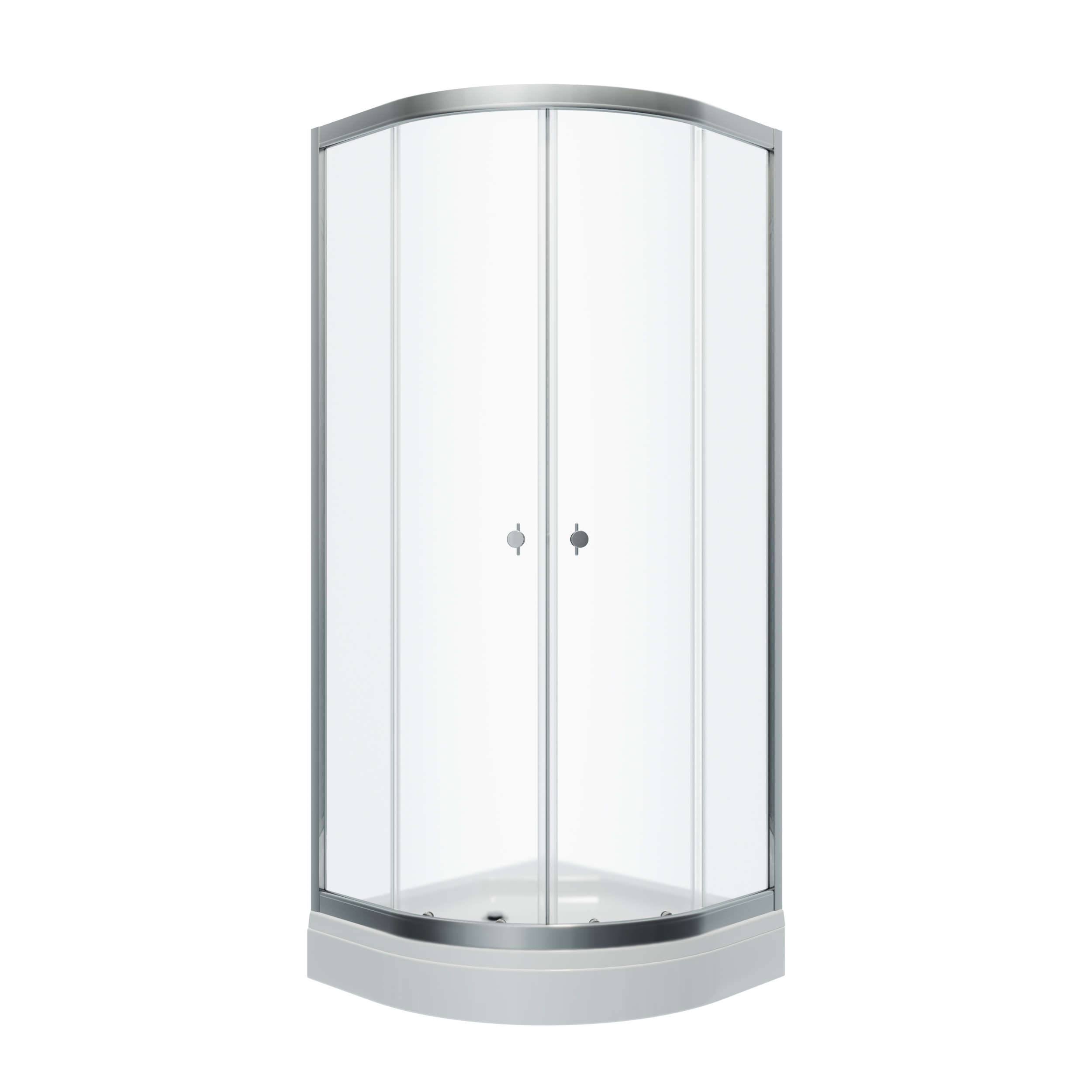 Душевое ограждение АЛЬФА-ХРОМ А1 800х800 полукруглый низкий поддон, стекло Прозрачное, профиль хром ТРИТОН (ограждение/2места+сифон D90мм)