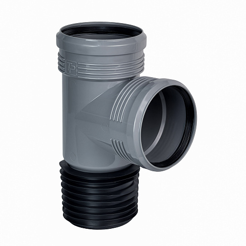 Тройник восстановитель раструба 110/110 96 гр. серый безнапорный для внутренней канализации